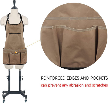 Gardening Apron with Large Pockets for Women, 14 Pockets Waterproof Tool Apron, Work Apron Heavy Duty, Size M to XL