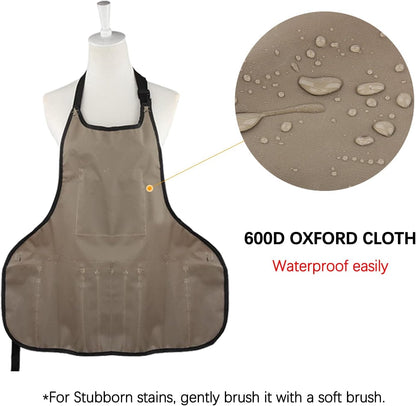 Gardening Apron with Large Pockets for Women, 14 Pockets Waterproof Tool Apron, Work Apron Heavy Duty, Size M to XL