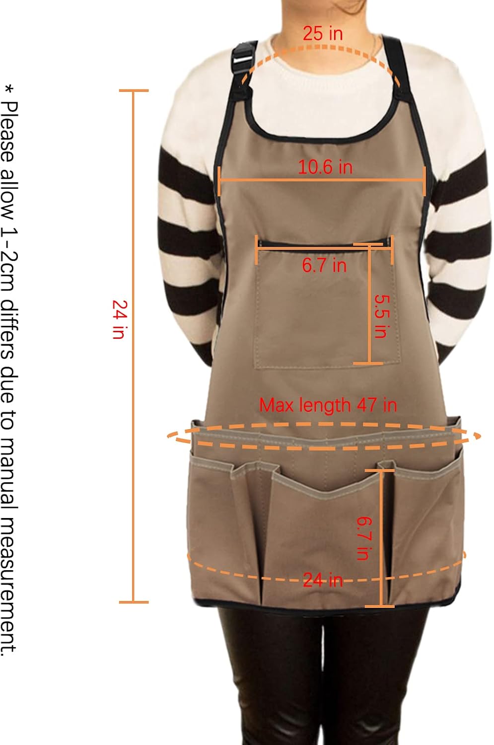 Gardening Apron with Large Pockets for Women, 14 Pockets Waterproof Tool Apron, Work Apron Heavy Duty, Size M to XL