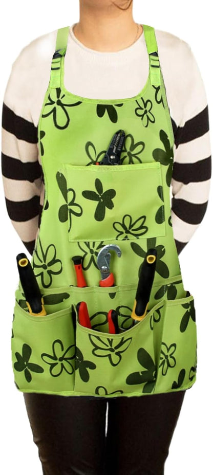 Gardening Apron with Large Pockets for Women, 14 Pockets Waterproof Tool Apron, Work Apron Heavy Duty, Size M to XL