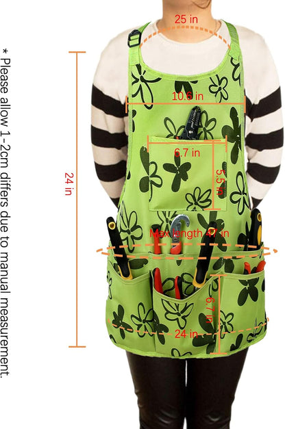 Gardening Apron with Large Pockets for Women, 14 Pockets Waterproof Tool Apron, Work Apron Heavy Duty, Size M to XL