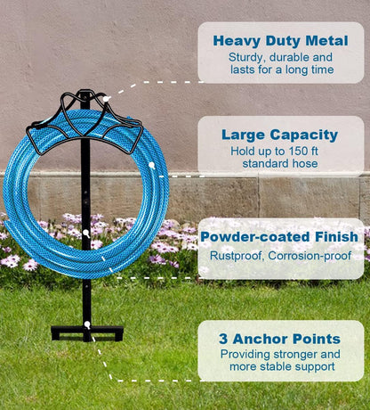 Garden Hose Holder, Free Standing Metal Water Hose Stand Hanger