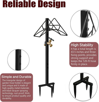Garden Hose Holder, Free Standing Metal Water Hose Stand Hanger