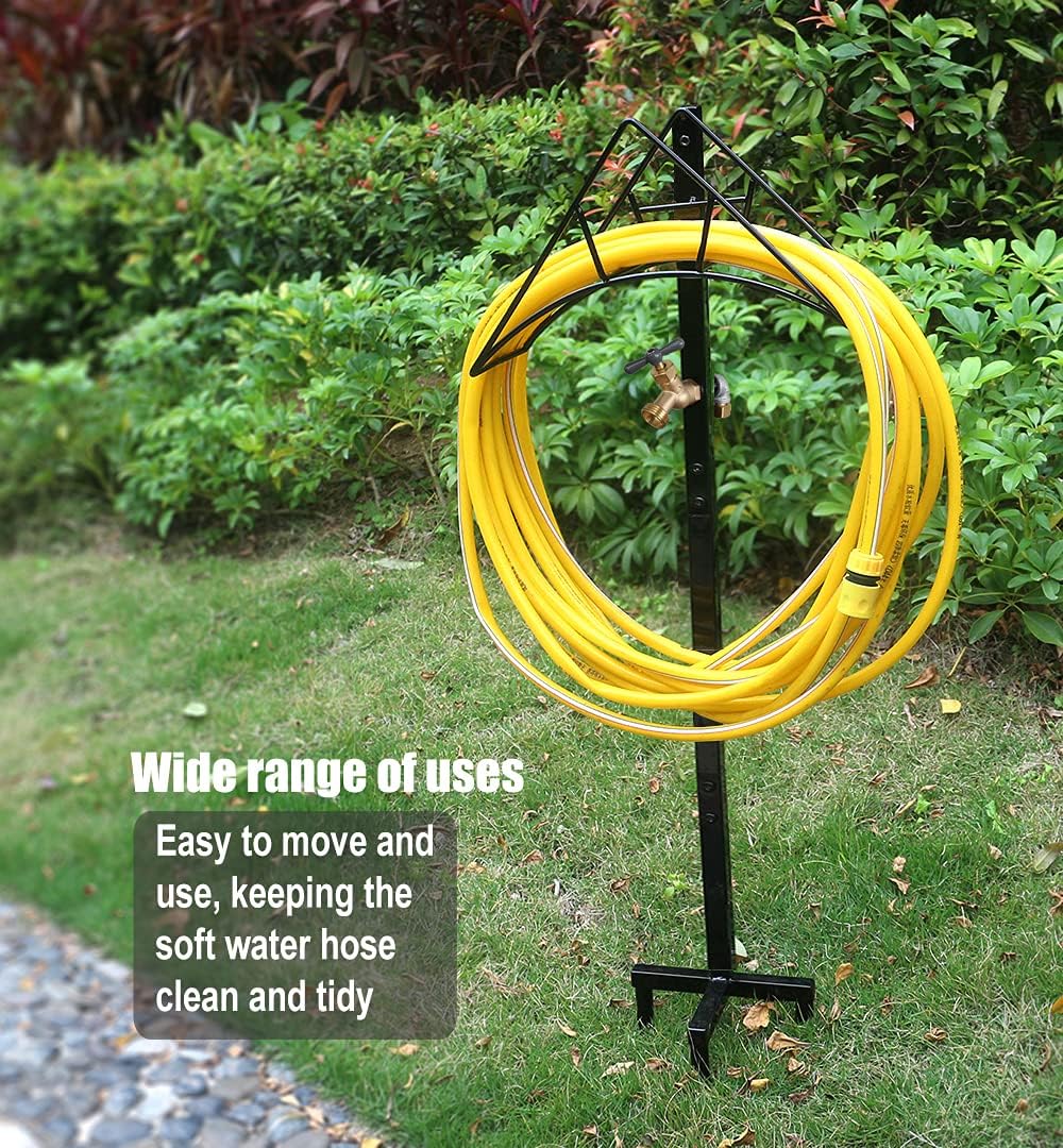 Garden Hose Holder, Free Standing Metal Water Hose Stand Hanger