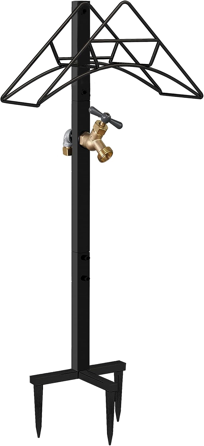 Garden Hose Holder, Free Standing Metal Water Hose Stand Hanger