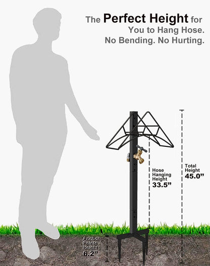 Garden Hose Holder, Free Standing Metal Water Hose Stand Hanger