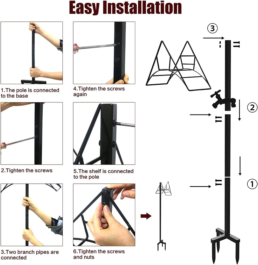 Garden Hose Holder, Free Standing Metal Water Hose Stand Hanger