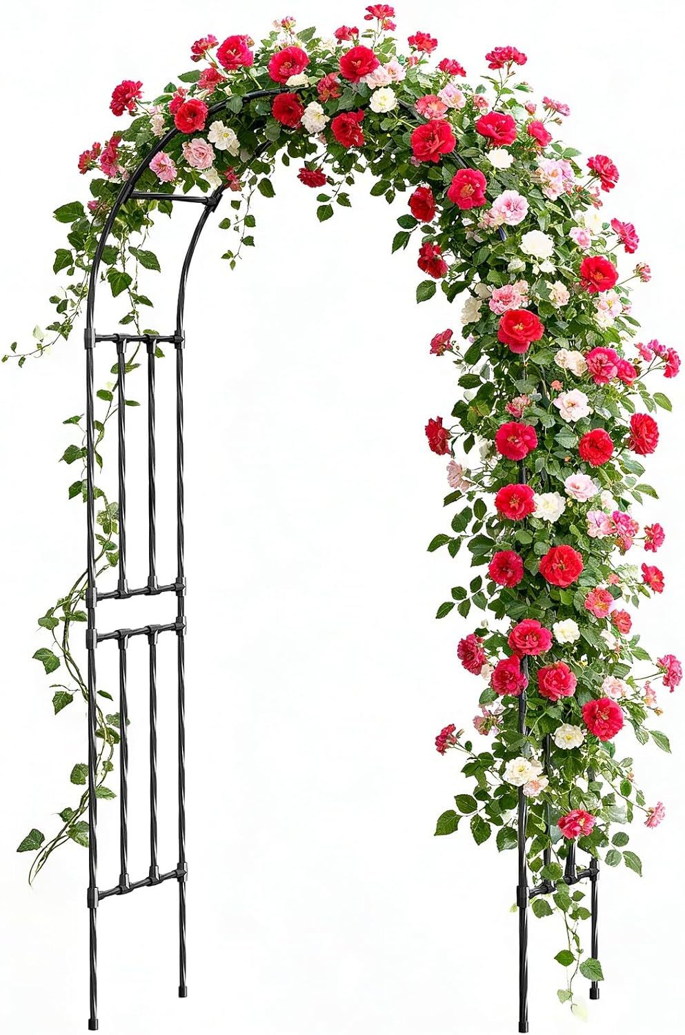 Garden Arch Trellis for Climbing Plants, 1.3x7.9ft Steel with UV-Resistant PE Coating Arbor Outdoor, Vertical Support for Vines Flowers Vegetable, Wedding Archway (Black)