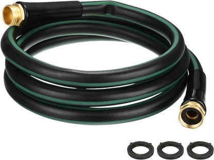 Garden Hose 5/8 Inch x 8 FT, Flexible PVC Leader Hose, Leakproof Water Hose with Swivel Handle, Male to Female Fittings, Burst 600 PSI [Black Green]