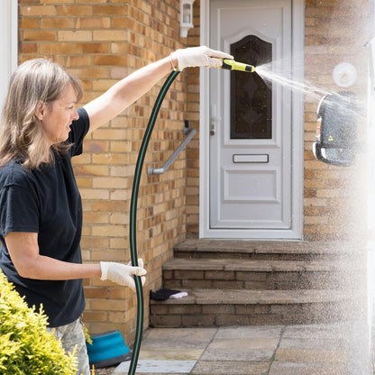 Garden Hose 5/8 Inch x 8 FT, Flexible PVC Leader Hose, Leakproof Water Hose with Swivel Handle, Male to Female Fittings, Burst 600 PSI [Black Green]
