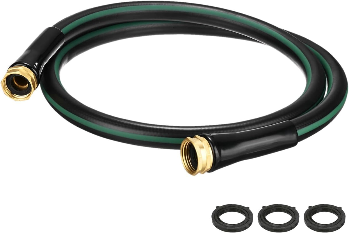 Garden Hose 5/8 Inch x 8 FT, Flexible PVC Leader Hose, Leakproof Water Hose with Swivel Handle, Male to Female Fittings, Burst 600 PSI [Black Green]