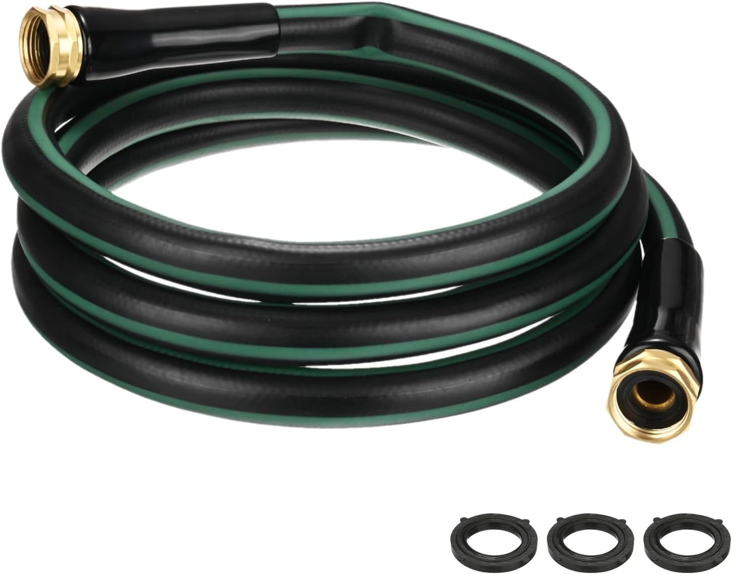 Garden Hose 5/8 Inch x 8 FT, Flexible PVC Leader Hose, Leakproof Water Hose with Swivel Handle, Male to Female Fittings, Burst 600 PSI [Black Green]