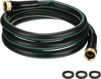 Garden Hose 5/8 Inch x 8 FT, Flexible PVC Leader Hose, Leakproof Water Hose with Swivel Handle, Male to Female Fittings, Burst 600 PSI [Black Green]