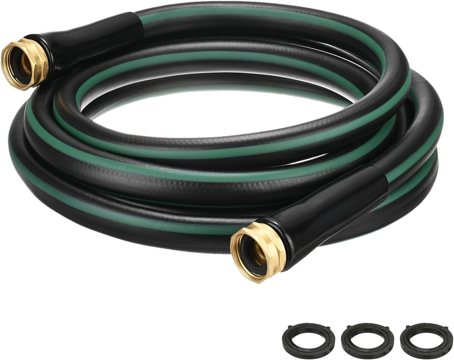 Garden Hose 5/8 Inch x 8 FT, Flexible PVC Leader Hose, Leakproof Water Hose with Swivel Handle, Male to Female Fittings, Burst 600 PSI [Black Green]