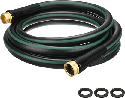 Garden Hose 5/8 Inch x 8 FT, Flexible PVC Leader Hose, Leakproof Water Hose with Swivel Handle, Male to Female Fittings, Burst 600 PSI [Black Green]