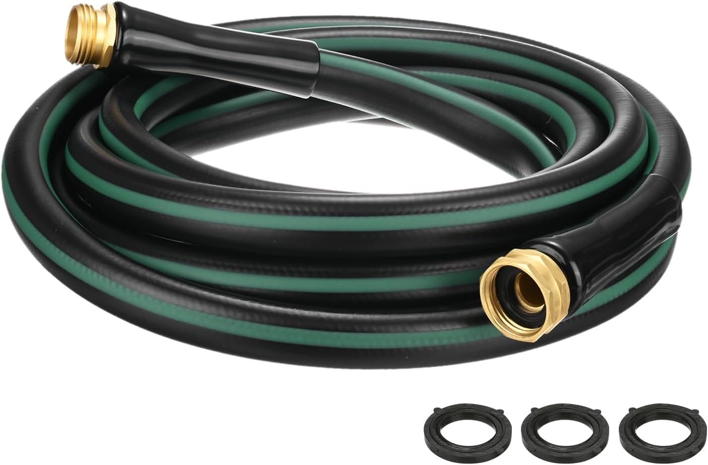 Garden Hose 5/8 Inch x 8 FT, Flexible PVC Leader Hose, Leakproof Water Hose with Swivel Handle, Male to Female Fittings, Burst 600 PSI [Black Green]