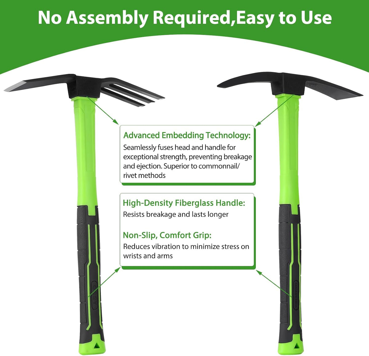 2pcs Garden Hoe Comfortable Handle Gardening Tools 2 in 1 Garden Tool Hoe for Outdoor Weeding Work