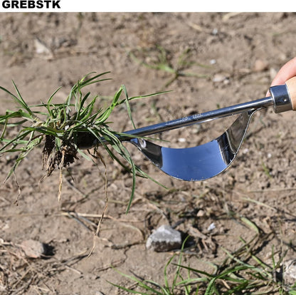 Hand Fork Stainless Steel Beech Handle Garden Tool Hand Weeder Fork for Aerating, Planting, Spreading Mulch, Weeding, Loosening, Transplanting Soil