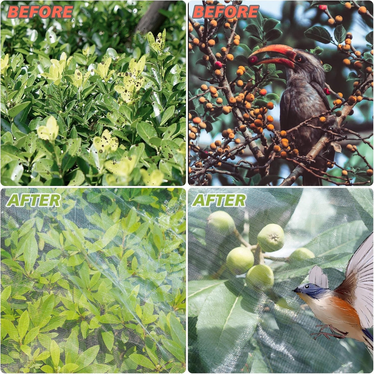 Garden Netting,8x33Ft Mosquito Insect Birds Animals Barrier Protection Net Ultra Fine Garden Mesh Netting Plant Covers for Vegetable Plants Fruits Flowers Trees Greenhouse Row Cover