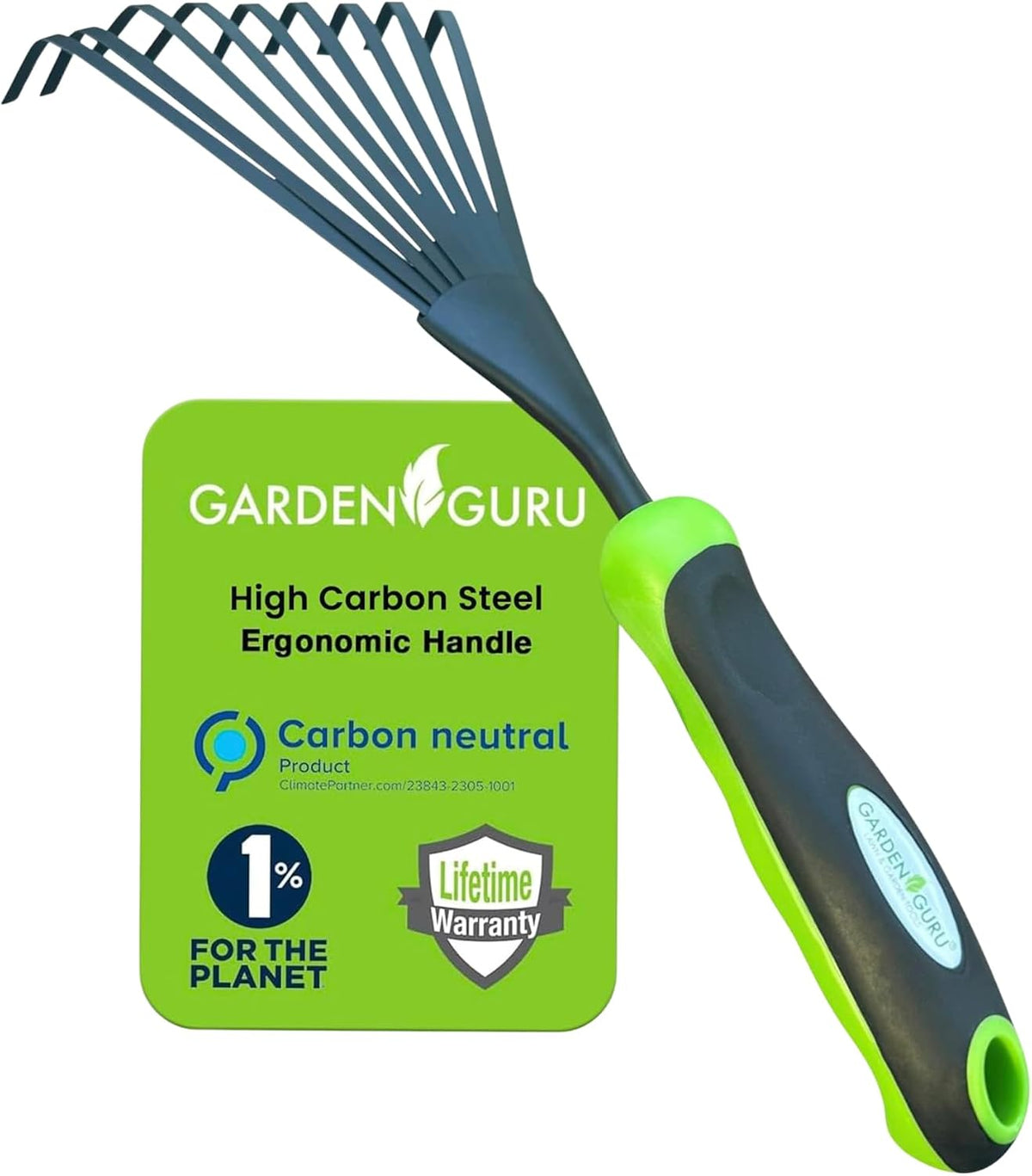 Hand Rake Soil Tiller Tool with Ergonomic Handle – Strong Carbon Steel - Rust Resistant – Great for Gardening, Cultivating, Loosening Soil & Spreading Mulch, Raking Flower Beds