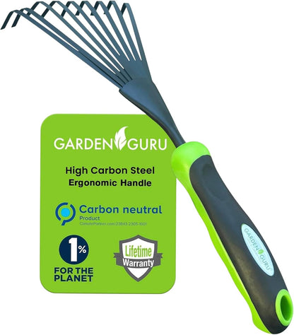 Hand Rake Soil Tiller Tool with Ergonomic Handle – Strong Carbon Steel - Rust Resistant – Great for Gardening, Cultivating, Loosening Soil & Spreading Mulch, Raking Flower Beds