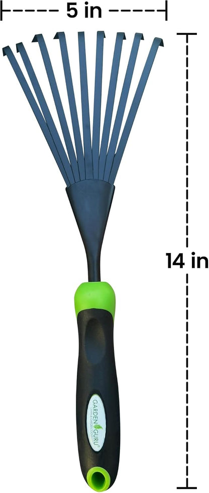 Hand Rake Soil Tiller Tool with Ergonomic Handle – Strong Carbon Steel - Rust Resistant – Great for Gardening, Cultivating, Loosening Soil & Spreading Mulch, Raking Flower Beds