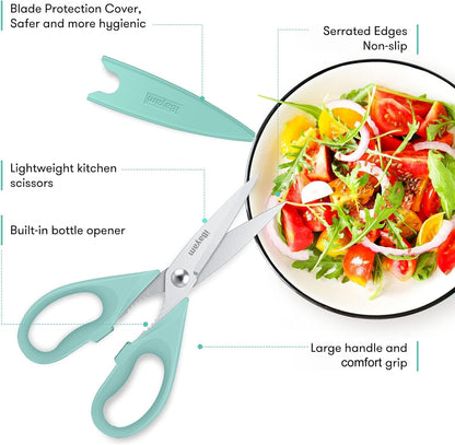 iBayam 2 Pack All Purpose Kitchen Scissors Shears Heavy Duty, Blade Covers