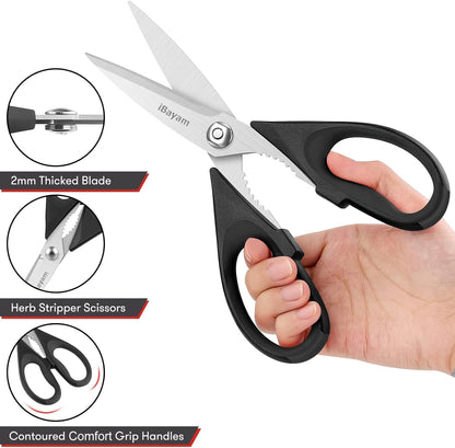 iBayam 2 Pack All Purpose Kitchen Scissors Shears Heavy Duty, Blade Covers