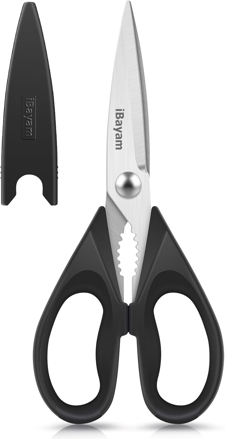 iBayam 2 Pack All Purpose Kitchen Scissors Shears Heavy Duty, Blade Covers
