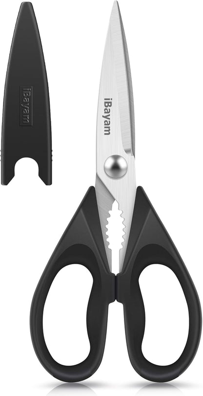 iBayam 2 Pack All Purpose Kitchen Scissors Shears Heavy Duty, Blade Covers