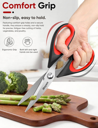 iBayam 2 Pack All Purpose Kitchen Scissors Shears Heavy Duty, Blade Covers
