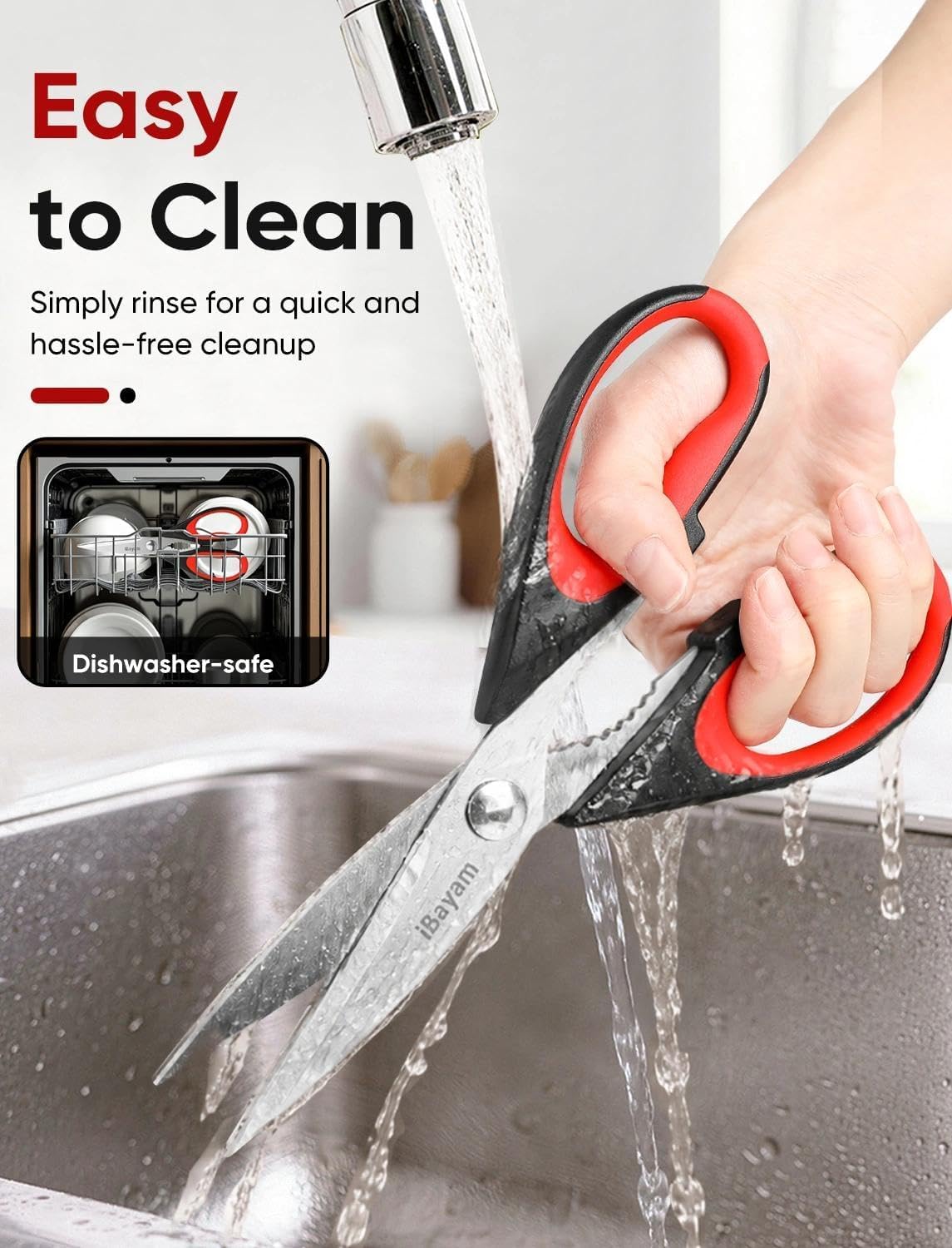 iBayam 2 Pack All Purpose Kitchen Scissors Shears Heavy Duty, Blade Covers