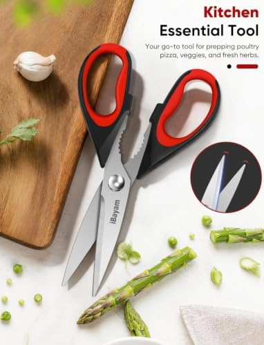 iBayam 2 Pack All Purpose Kitchen Scissors Shears Heavy Duty, Blade Covers