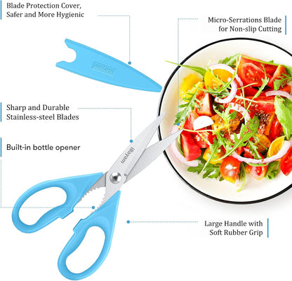 iBayam 2 Pack All Purpose Kitchen Scissors Shears Heavy Duty, Blade Covers