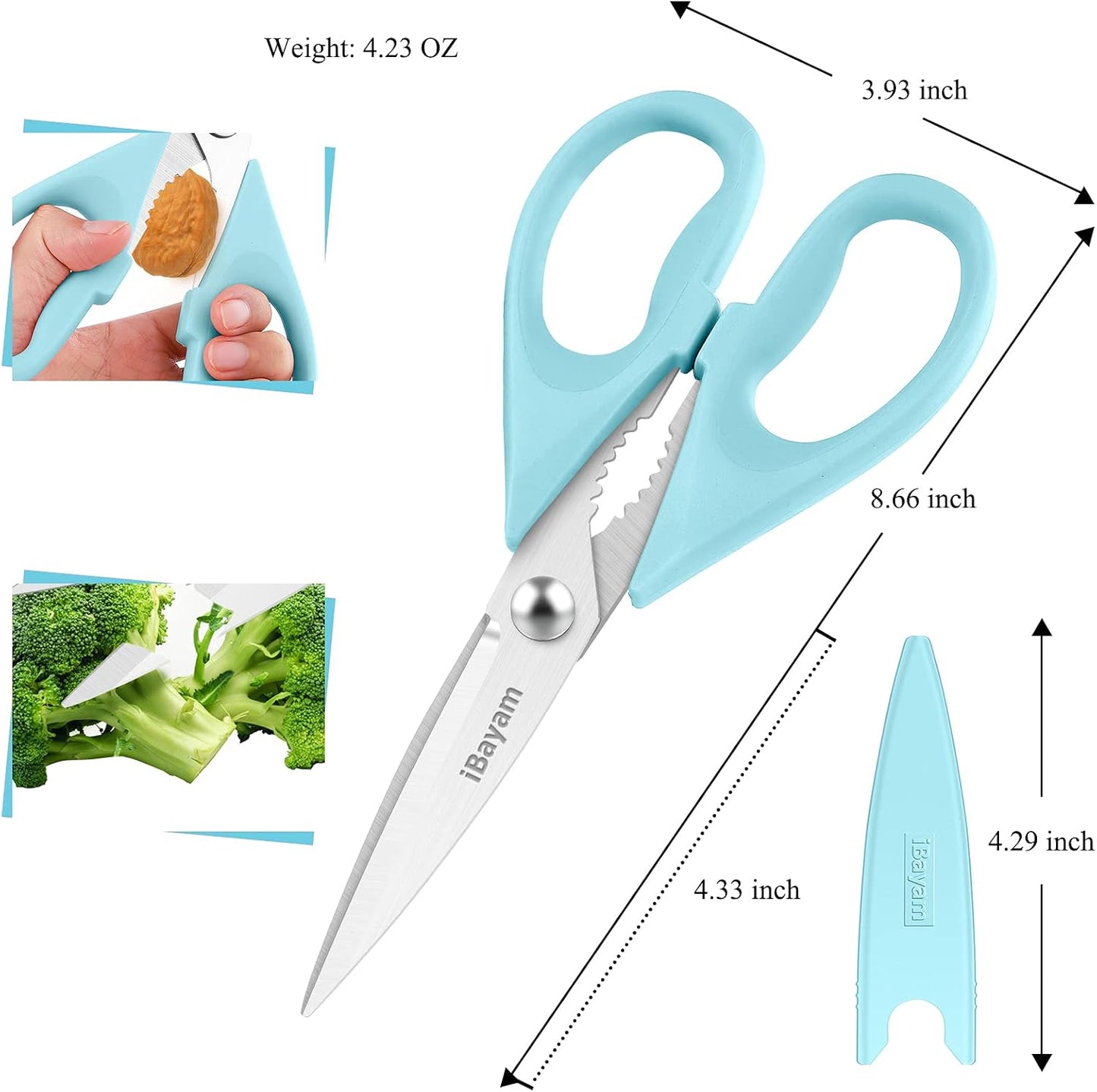 iBayam 2 Pack All Purpose Kitchen Scissors Shears Heavy Duty, Blade Covers