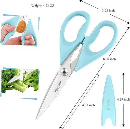 iBayam 2 Pack All Purpose Kitchen Scissors Shears Heavy Duty, Blade Covers