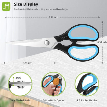 iBayam 2 Pack All Purpose Kitchen Scissors Shears Heavy Duty, Blade Covers