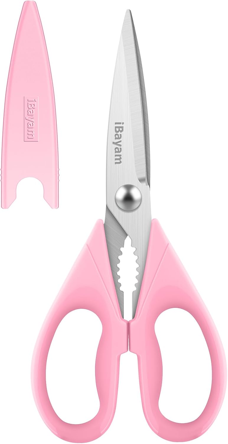 iBayam 2 Pack All Purpose Kitchen Scissors Shears Heavy Duty, Blade Covers