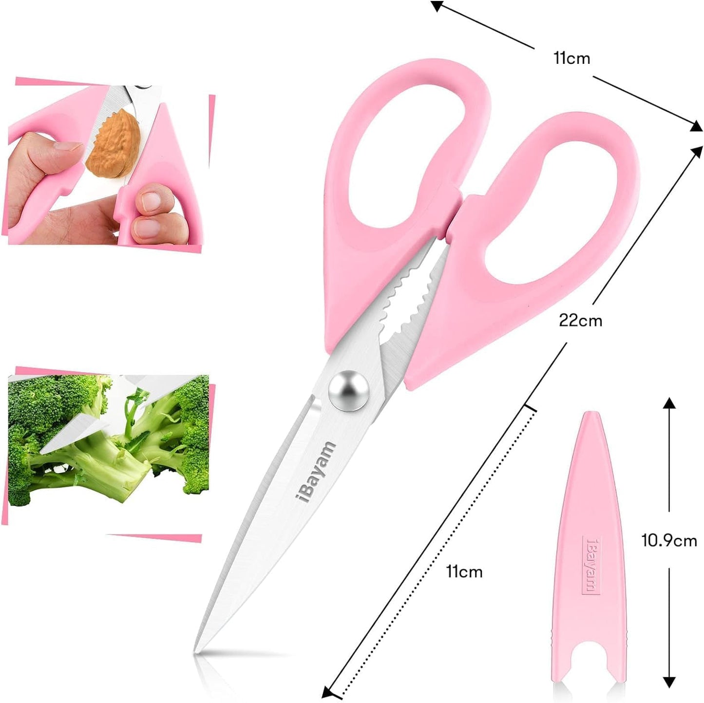 iBayam 2 Pack All Purpose Kitchen Scissors Shears Heavy Duty, Blade Covers
