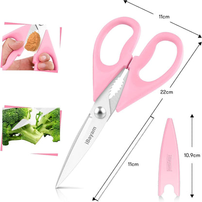 iBayam 2 Pack All Purpose Kitchen Scissors Shears Heavy Duty, Blade Covers