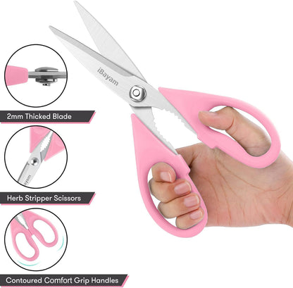 iBayam 2 Pack All Purpose Kitchen Scissors Shears Heavy Duty, Blade Covers