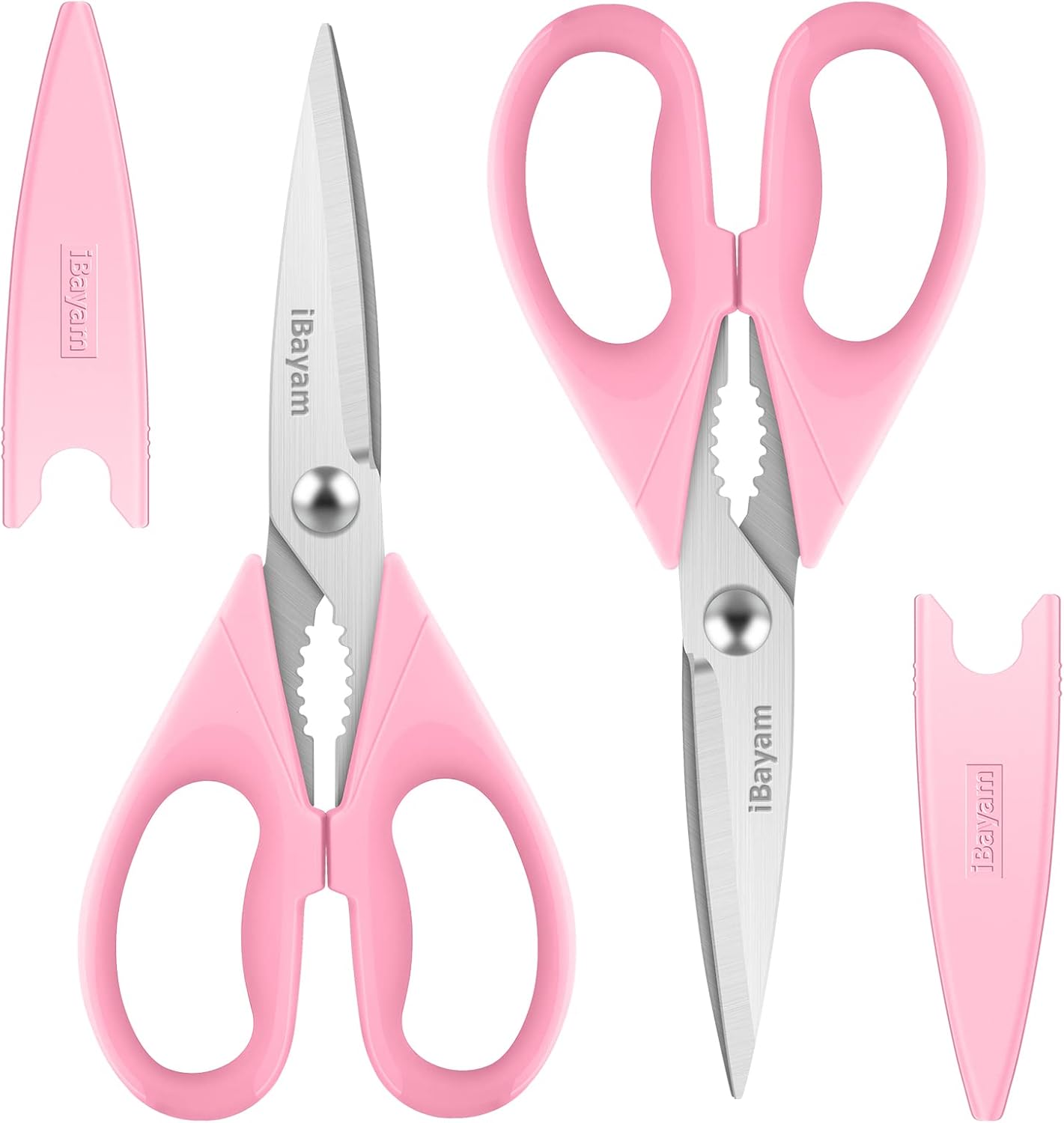 iBayam 2 Pack All Purpose Kitchen Scissors Shears Heavy Duty, Blade Covers