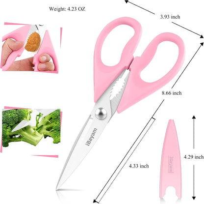 iBayam 2 Pack All Purpose Kitchen Scissors Shears Heavy Duty, Blade Covers