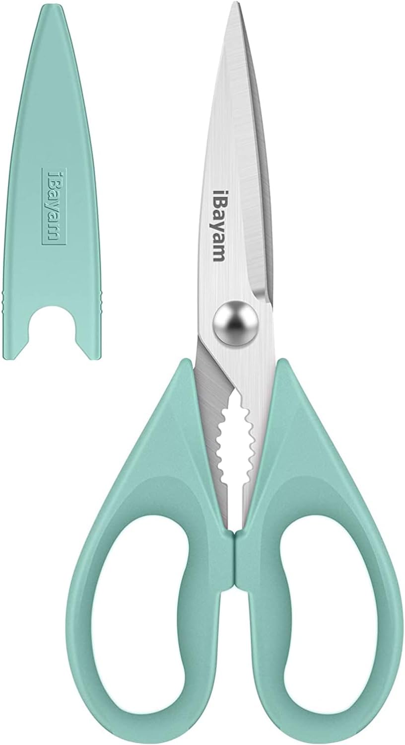 iBayam 2 Pack All Purpose Kitchen Scissors Shears Heavy Duty, Blade Covers