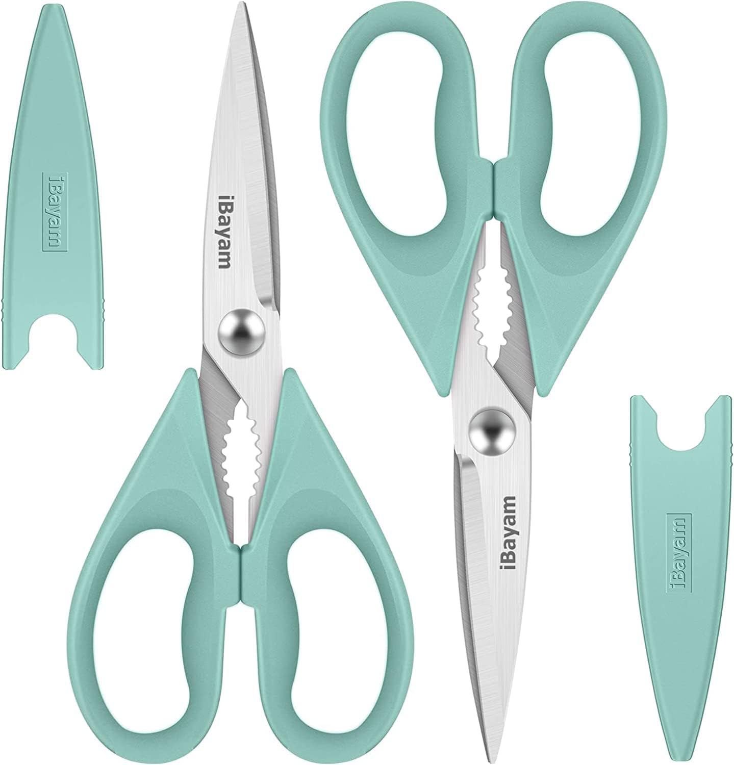 iBayam 2 Pack All Purpose Kitchen Scissors Shears Heavy Duty, Blade Covers