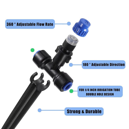 36 Pcs Push-to-Fit Drip Irrigation Emitters for 1/4 inch Tubing