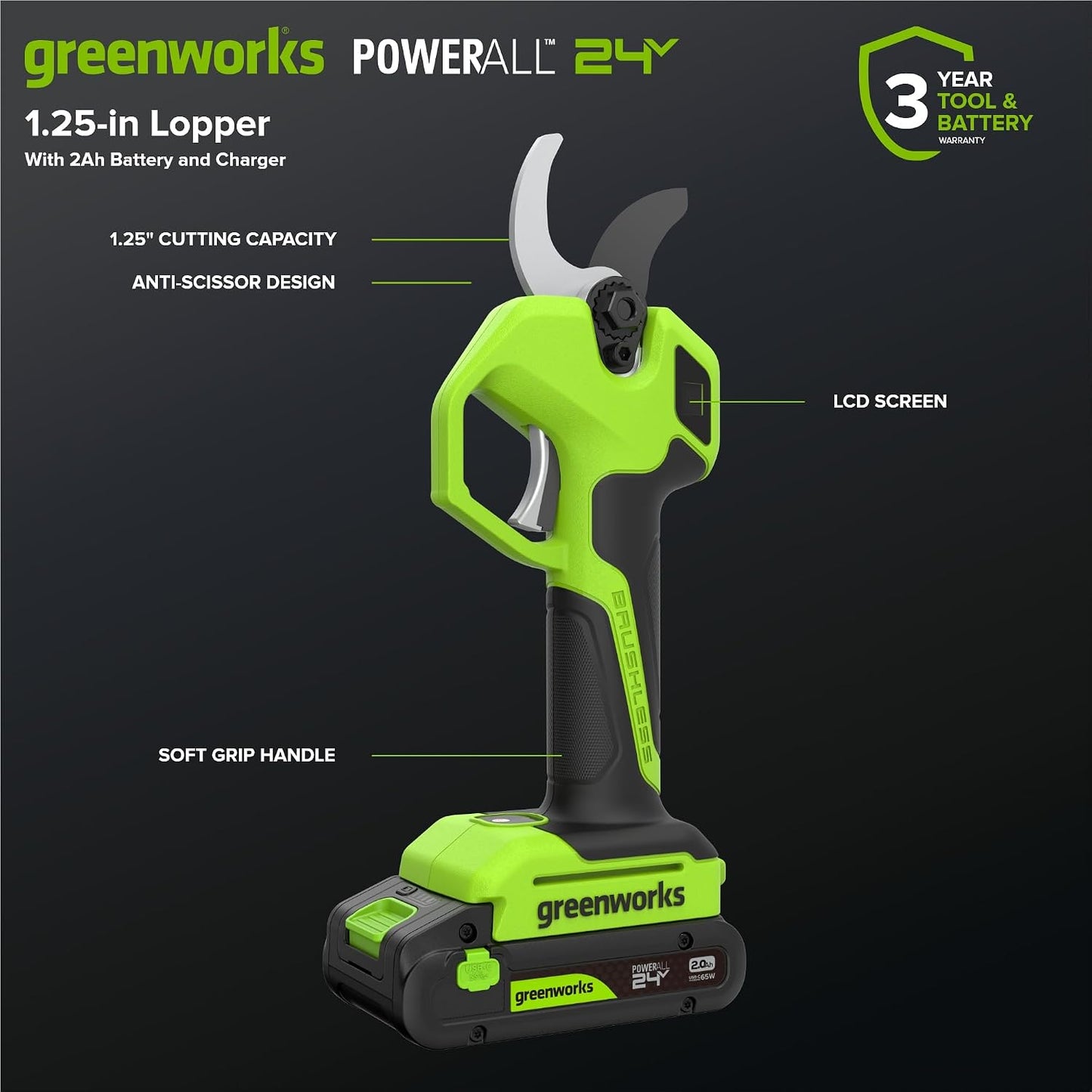 24V 1.5 in Cordless Hedge Trimmer, Tool Only