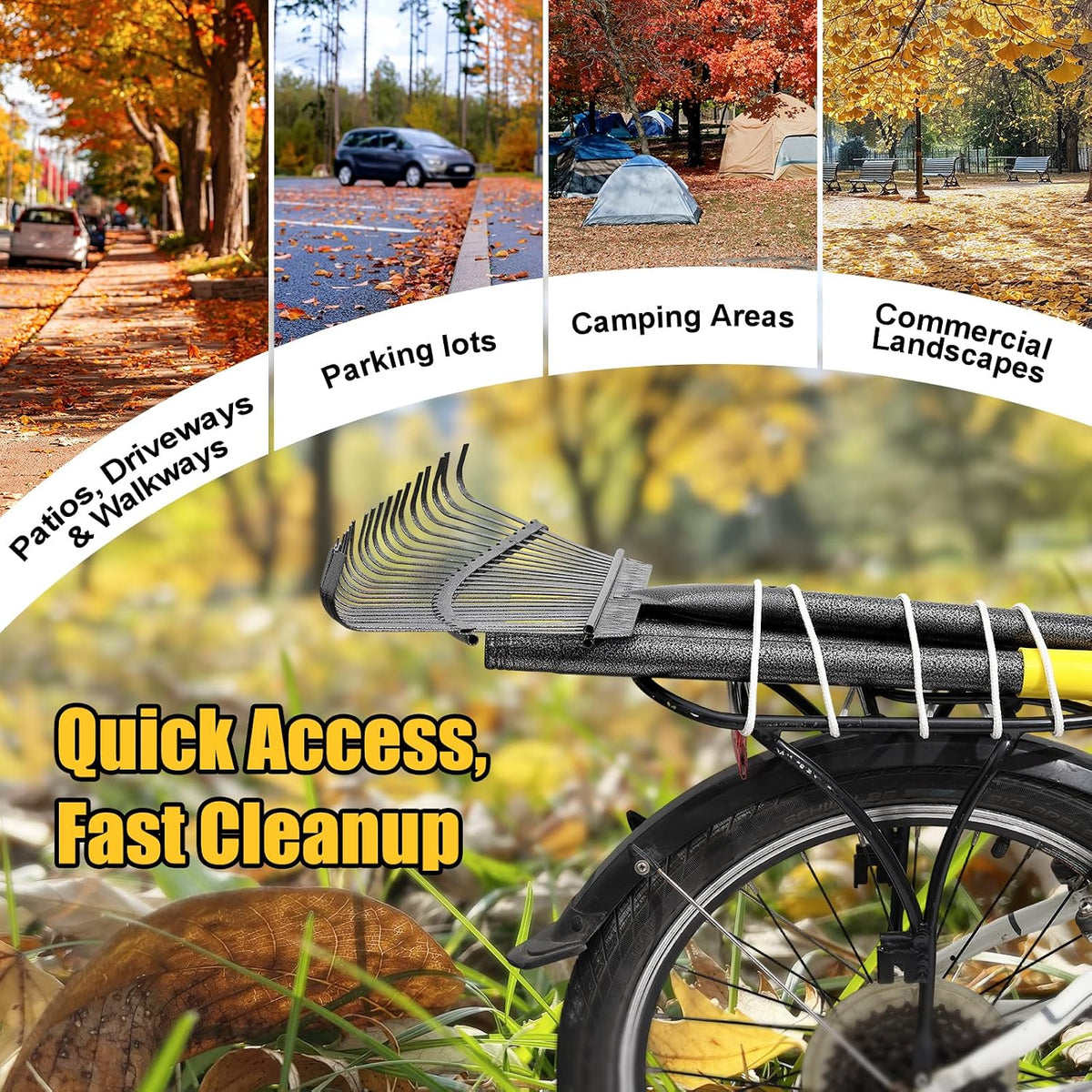 Rake for Leaves: Small Metal Garden Rake, 8.5" Wide, 11 Metal Tines,Heavy Duty Lightweight Kids Leaf Rakes for Small Lawn Yard Shrub,Tight Spot Garden Bed Leaf Debris Picking Cleaning, 60” Long Handle