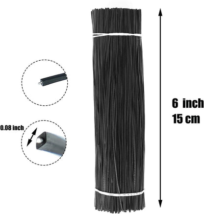 1000 pcs 6 inch White Cable Twist Ties Plastic Twist Ties with Rugged Metal Innercores Reusable Fastening Cable Cord Wire Ties