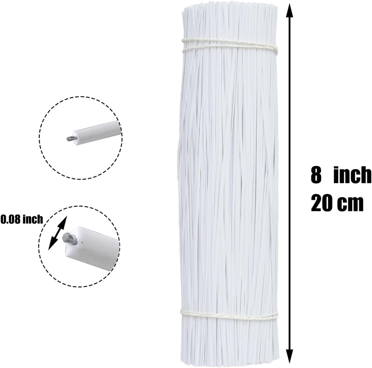 1000 pcs 6 inch White Cable Twist Ties Plastic Twist Ties with Rugged Metal Innercores Reusable Fastening Cable Cord Wire Ties